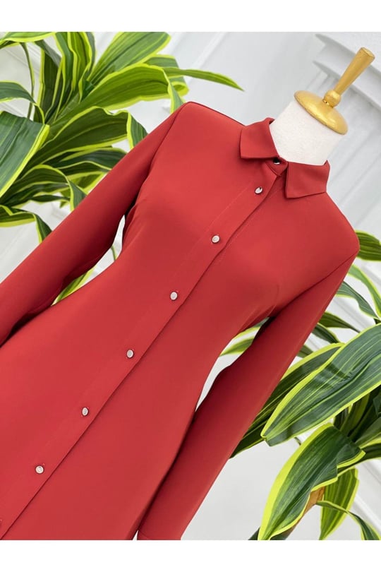 Sade Düğmeli Tunik 5251 Kiremit