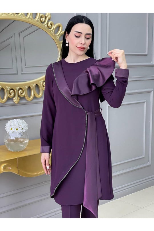 Saten Bağlamalı Takım 4711 Mor