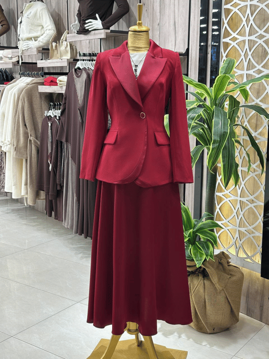 Saten Etekli Takım 3024 T-26 Bordo