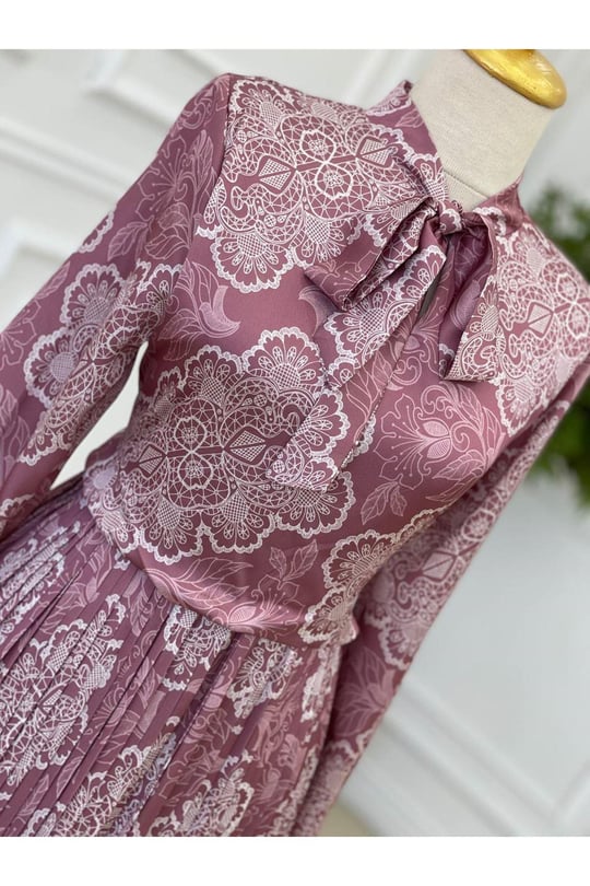 Saten Piliseli Elbise 1191 Purdra