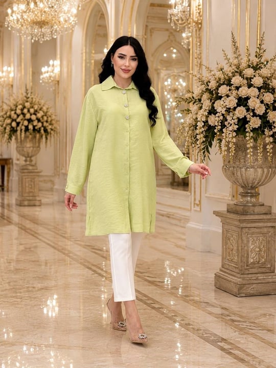 Şehirli Stil Uzun Gömlek 260148 T-26 Yeşil