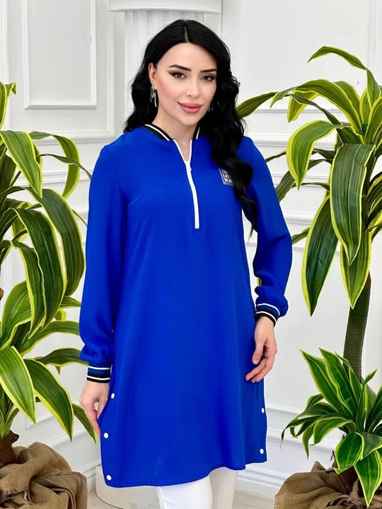 Şerit Ribanalı Spor Tunik 1074 T-24 Saks