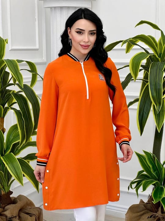 Şerit Ribanalı Spor Tunik 1074 T-24 Turuncu