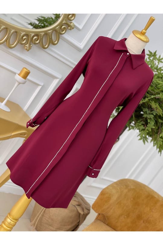 Şerit Taş Tunik 637 Vişne