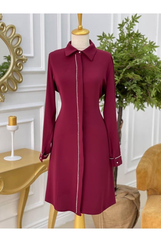 Şerit Taş Tunik 637 Vişne