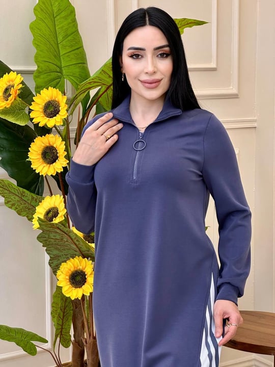 Şeritli Modal Spor Elbise 20600 e025 Antrasit
