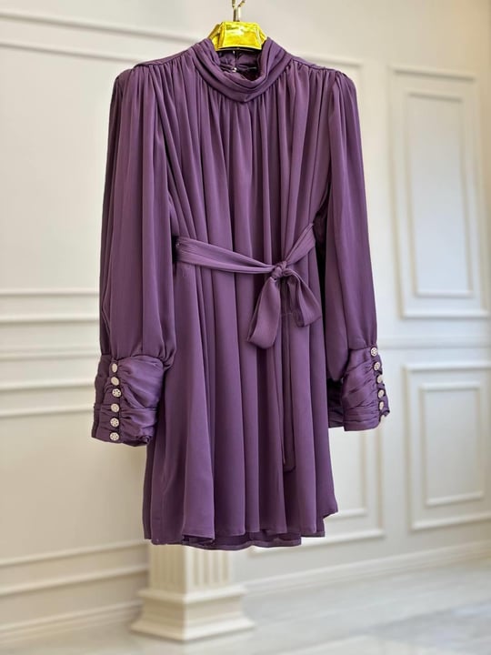 Şifon Bağlamalı Tunik 671 t025 Lila