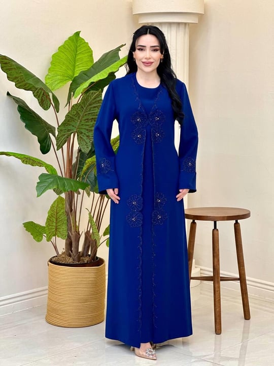 Sim İşleme Abaya Elbise 3019 T-26 Saks