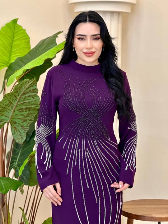 Sim İşleme Suzanna Elbise 1163 T-26 Mor