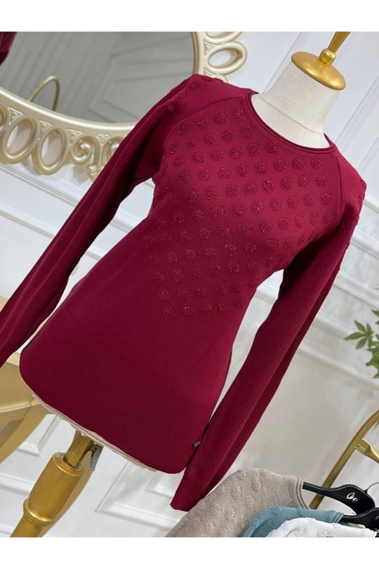 Sim Puanlı Kazak 2252 Bordo
