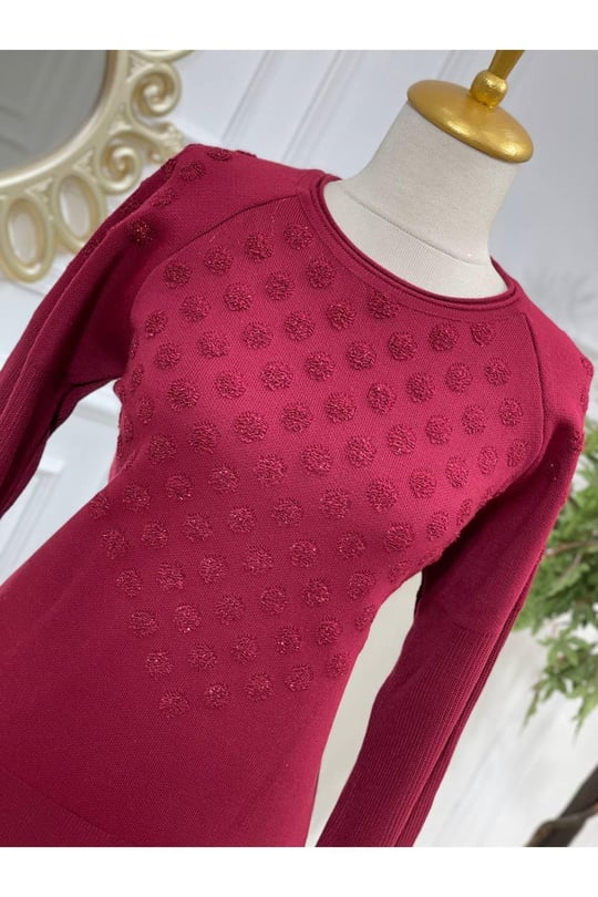 Sim Puanlı Kazak 2252 Bordo