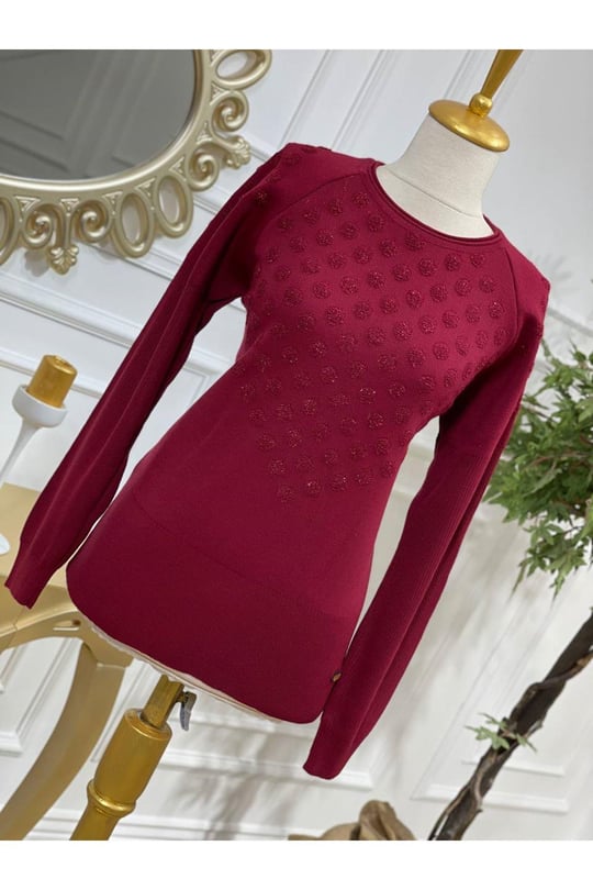 Sim Puanlı Kazak 2252 Bordo