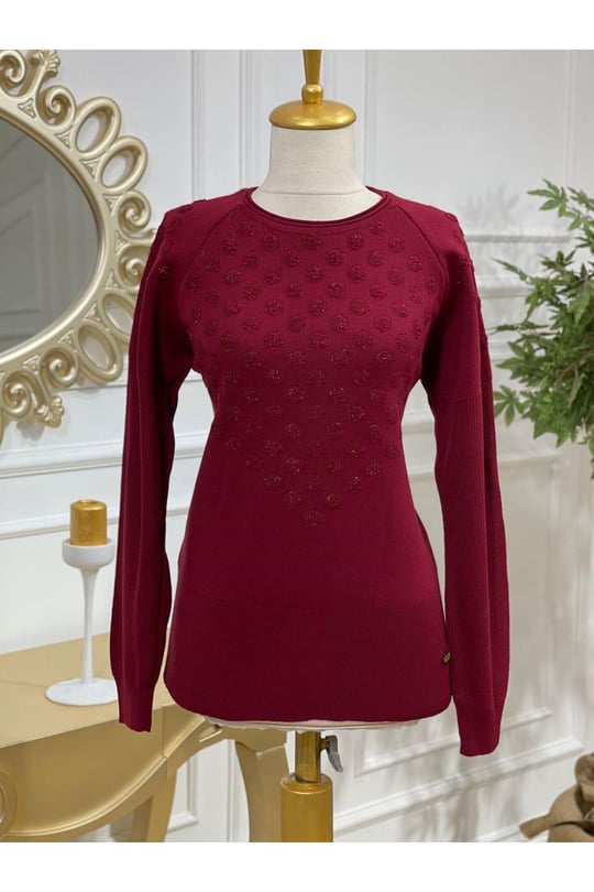 Sim Puanlı Kazak 2252 Bordo