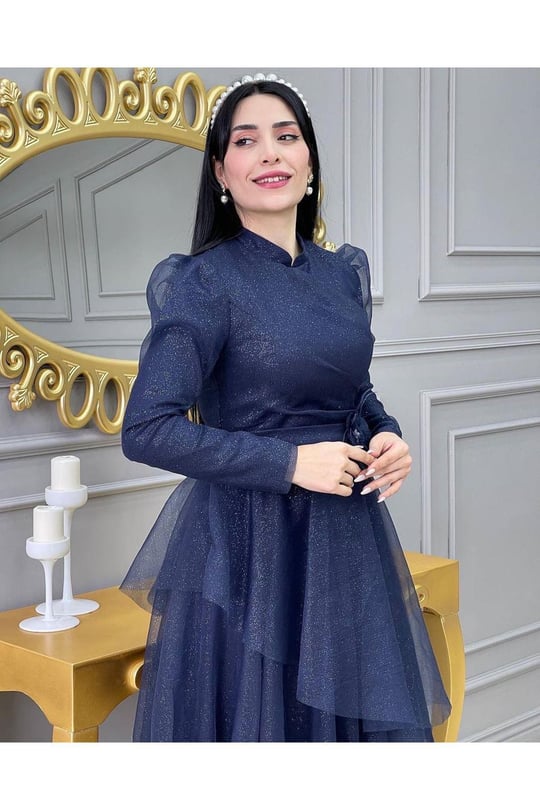 Simli Prenses Abiye 01150 Lacivert