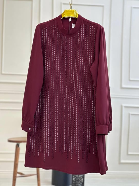 Sıra Taş Polo Tunik 1037 t025 Bordo