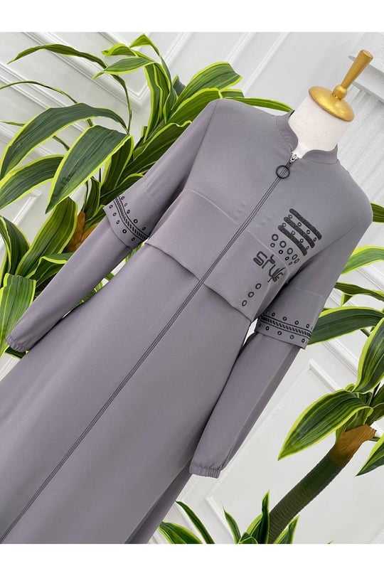 Style Baskı Pardesü 4077 Gri