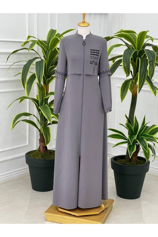 Style Baskı Pardesü 4077 Gri