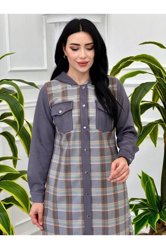Süet Detay Spor  Tunik 2142 Gri