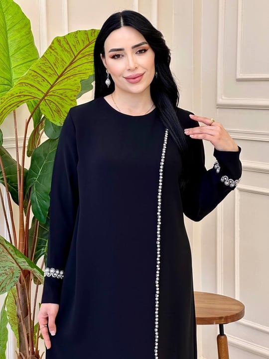 Taş Detay Kapaklı İkili Takım 1041 Siyah