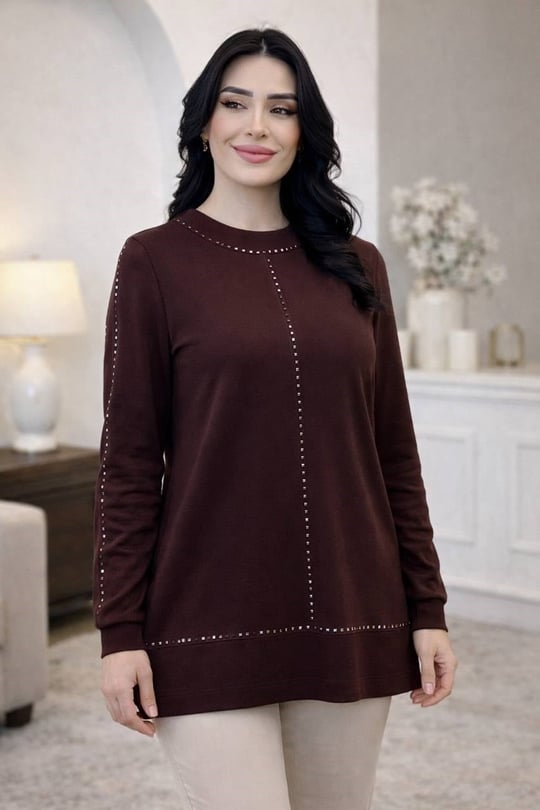 Taş Detay Oyşo Tunik 1173 T-26 Kahverengi