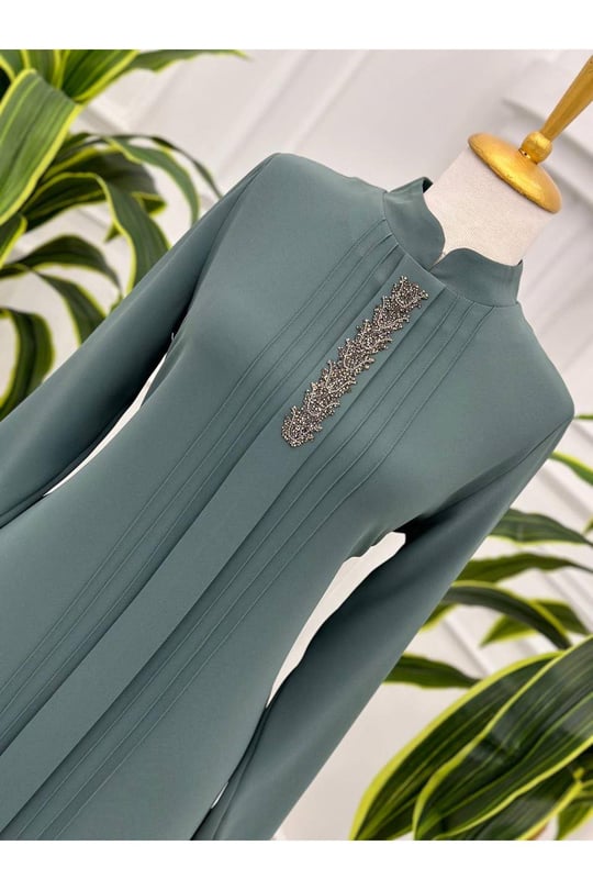 Taş Detay Tunik 741 Mint yeşili