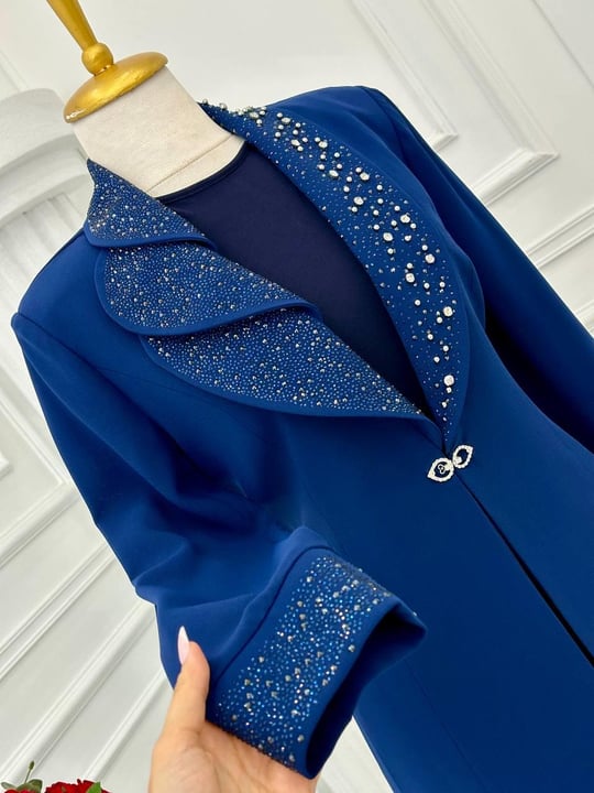 Taş İşleme Abaya İkili  Takım 4113 t-24 Saks