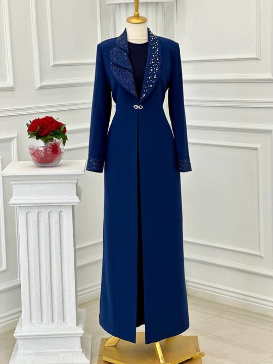 Taş İşleme Abaya İkili  Takım 4113 t-24 Saks