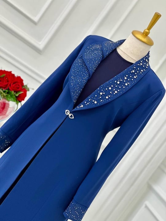 Taş İşleme Abaya İkili  Takım 4113 t-24 Saks