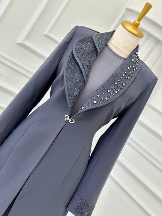 Taş İşleme Abaya İkili  Takım 4113 t-24 Gri