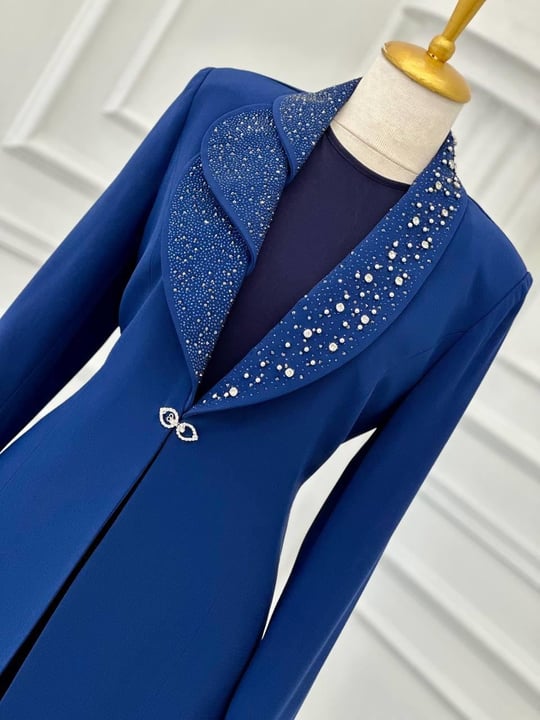 Taş İşleme Abaya İkili  Takım 4113 t-24 Saks