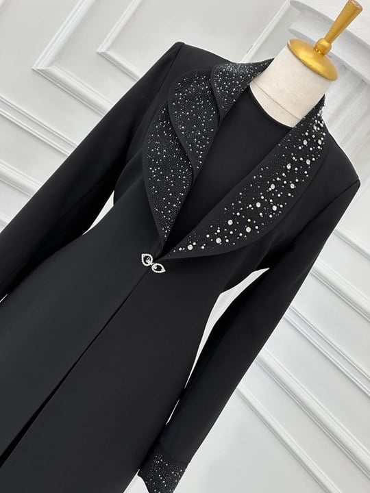 Taş İşleme Abaya İkili  Takım 4113 t-24 Siyah