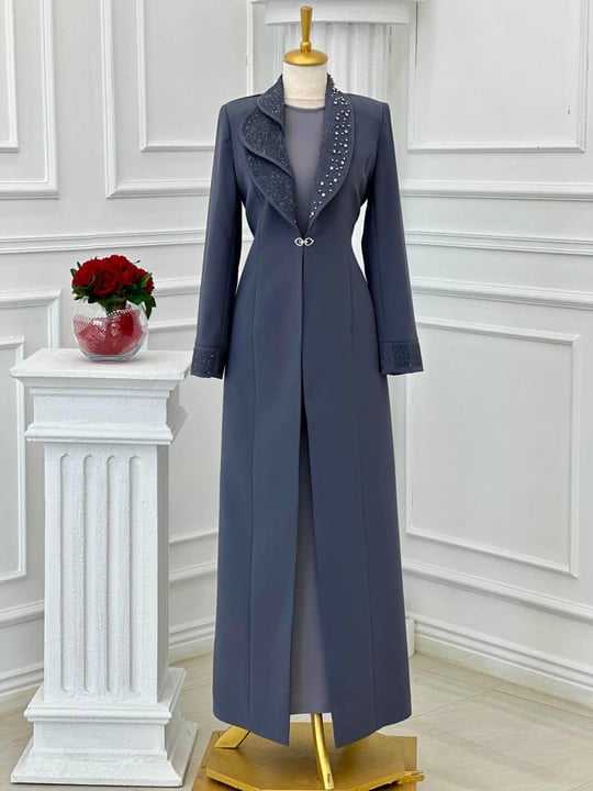 Taş İşleme Abaya İkili  Takım 4113 t-24 Gri
