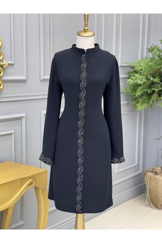 Taş İşleme Tunik 5219 Siyah