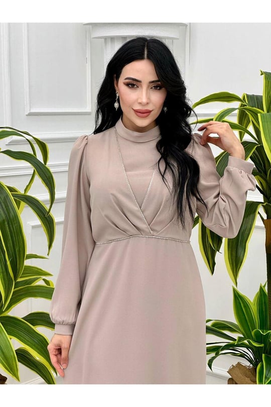 Taş Şerit Kalem Elbise 9373 Taş