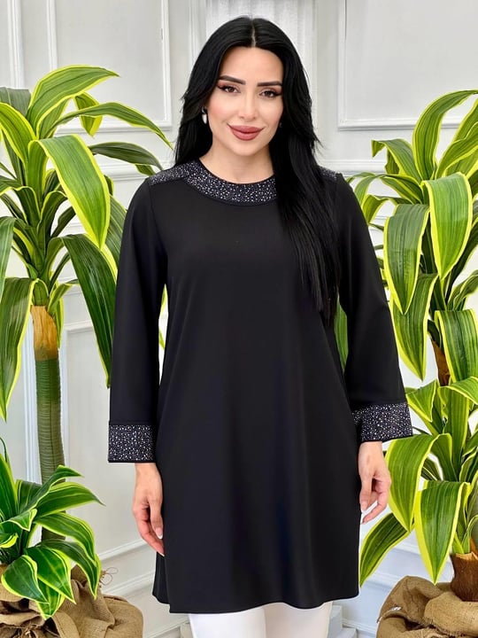 Taşlı Makro Tunik 4226 t-24 Siyah