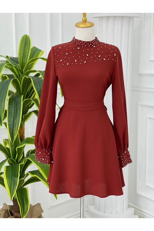 Taşlı Tunik 123 Kiremit