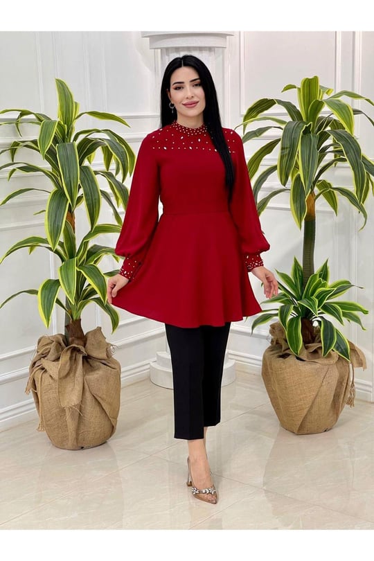 Taşlı Tunik 123 Kırmızı
