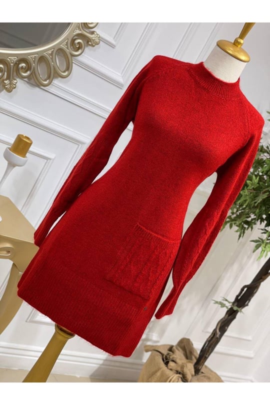 Tek Cep Yumoş Tunik 7093 Kırmızı