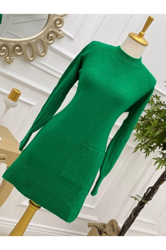 Tek Cep Yumoş Tunik 7093 Yeşil