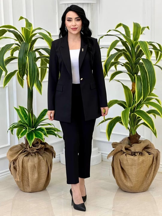 Tek Düğme Blazer Ceket 8004 Siyah