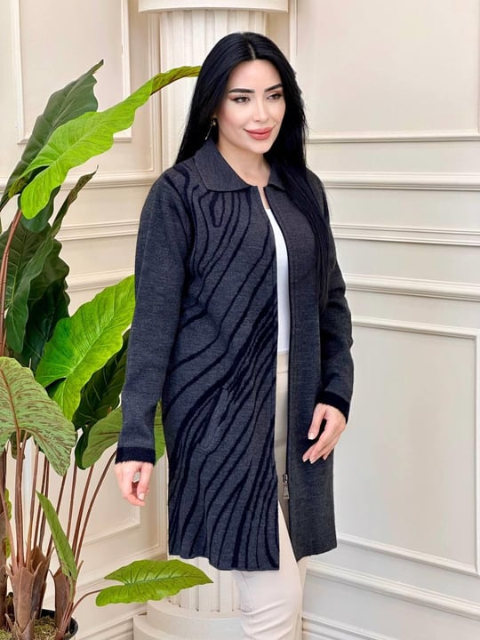Tek Taraf Desen Hırka 006 t-24 Gri