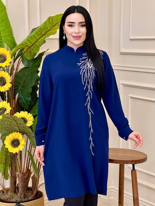 Tek Taraf İşleme Polo Tunik 1012 t025 Saks