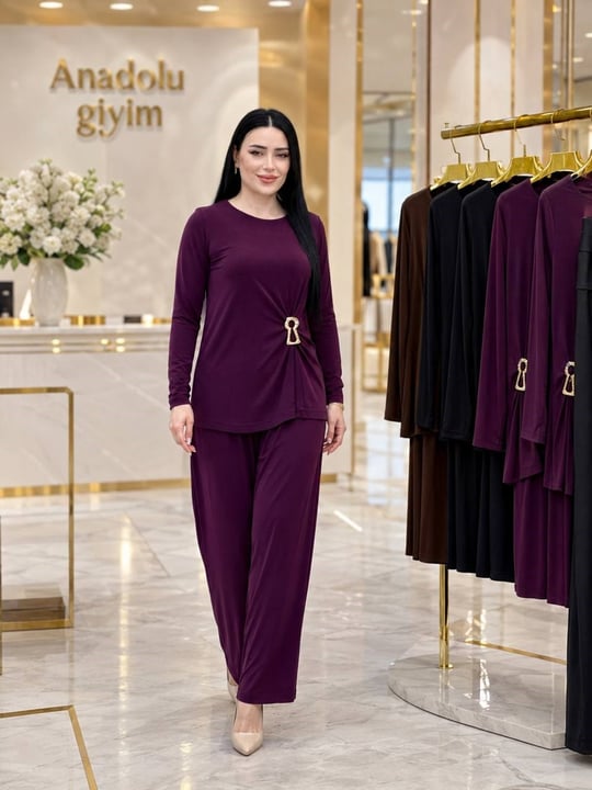Toka Detay Sandy Pantolonlu Takım 1817 T-26 Mor