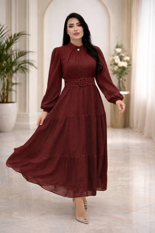 Toka Kemer Elbise 2032 T-26 Bordo