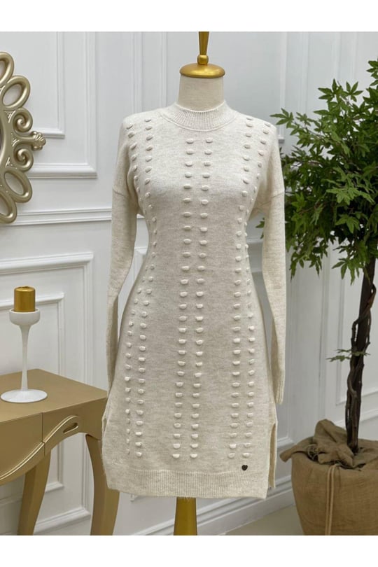 Tomurcuk Şerit Yumoş Tunik 7011 Ekru