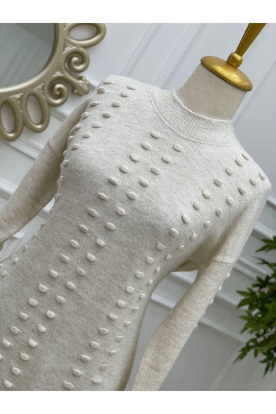 Tomurcuk Şerit Yumoş Tunik 7011 Ekru