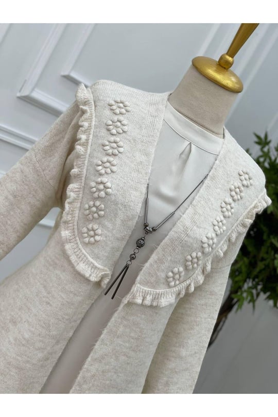 Tomurcuk Yumoş Hırka 7136-Ekru