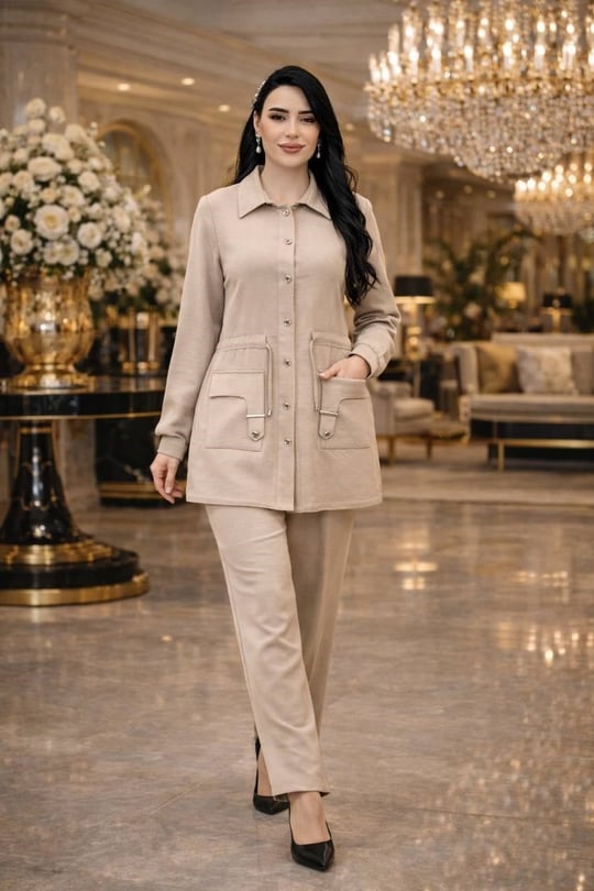 Torba Cep Bel Büzme Spor İkili Takım 3444 T-26 Bej