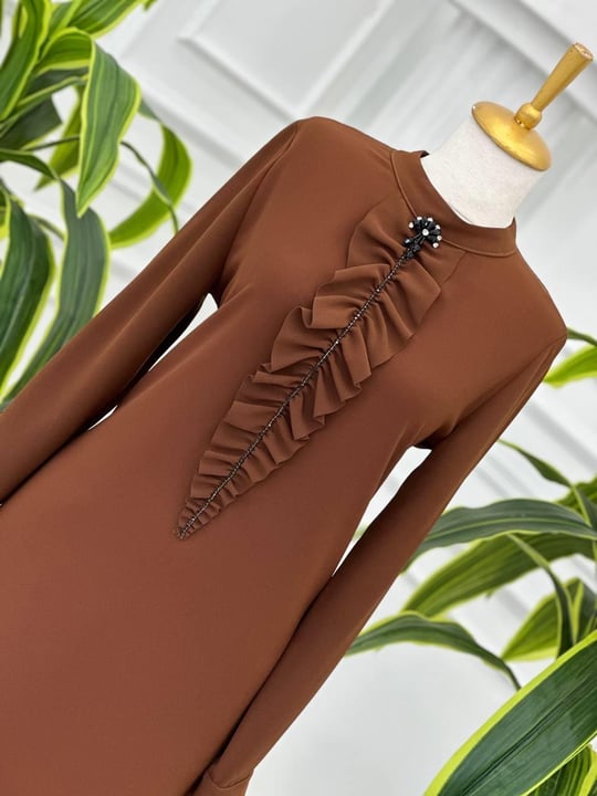 Drape Detay Tunik 2058 T-24 Kahverengi
