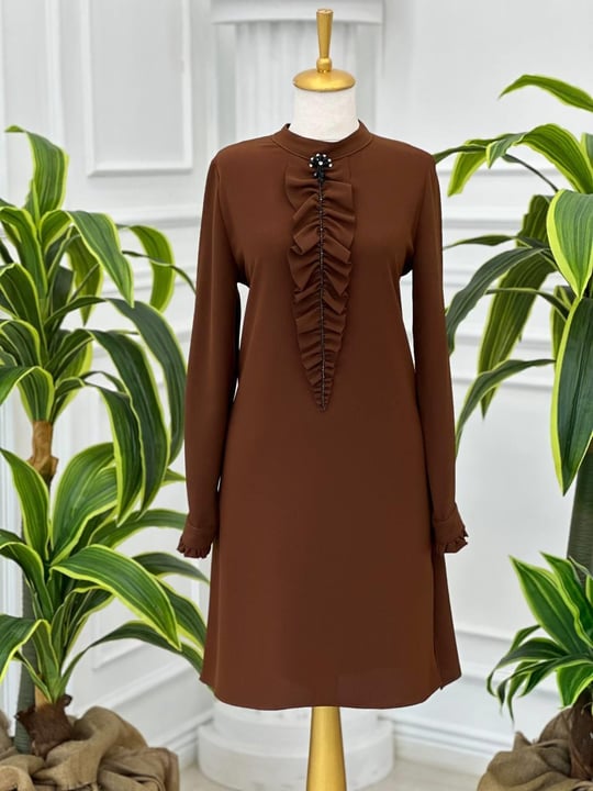 Drape Detay Tunik 2058 T-24 Kahverengi